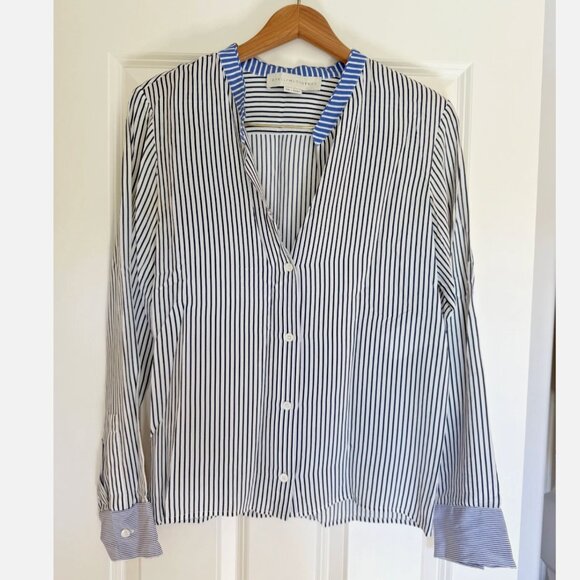 Stella McCartney Silk Blue White Stripe Blouse Size 36 Small-Medium - Picture 4 of 7
